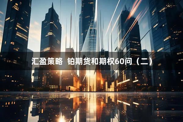 汇盈策略  铂期货和期权60问（二）